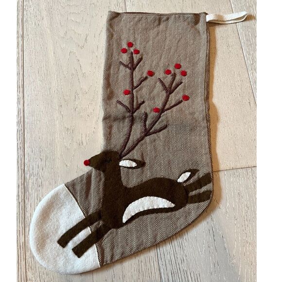 Reindeer Stocking for Christmas Holiday Used but super CUTE - Picture 1 of 3